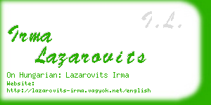 irma lazarovits business card